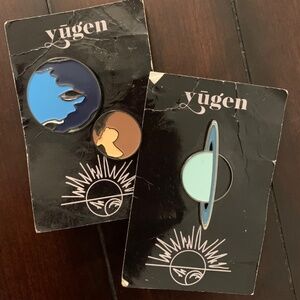 Set of 3 Planet Pins Uranus Neptune Pluto Enamel Pins Laura Beacham Yugen New